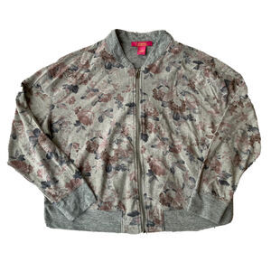 Catherine Malandrino Sweatshirt Womens Medium Floral Bomber Jacket Full Zipper